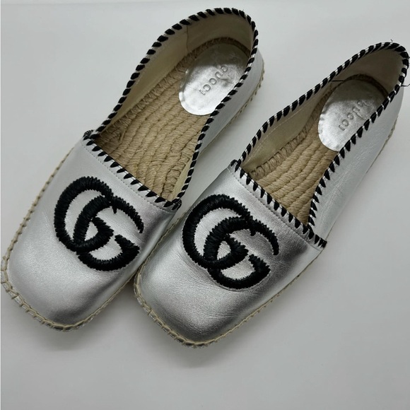 Authentic Gucci Metallic Silver Espadrilles - Picture 2 of 2